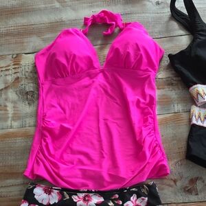 Vibrant Pink Halter Swimsuit Top